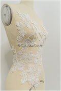 Perlen Applikationen für Brautkleid, Blumenspitzen Aufnäher, bestickte Spitzenapplikationen, kordelierte Spitzenapplikationen off-white// A21-214