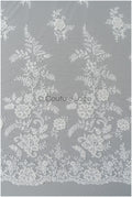 Romantischer floraler Spitzenstoff/ Braut Spitzenstoff mit Blumen/ Hochzeit Spitzenstoff// L22-208NB