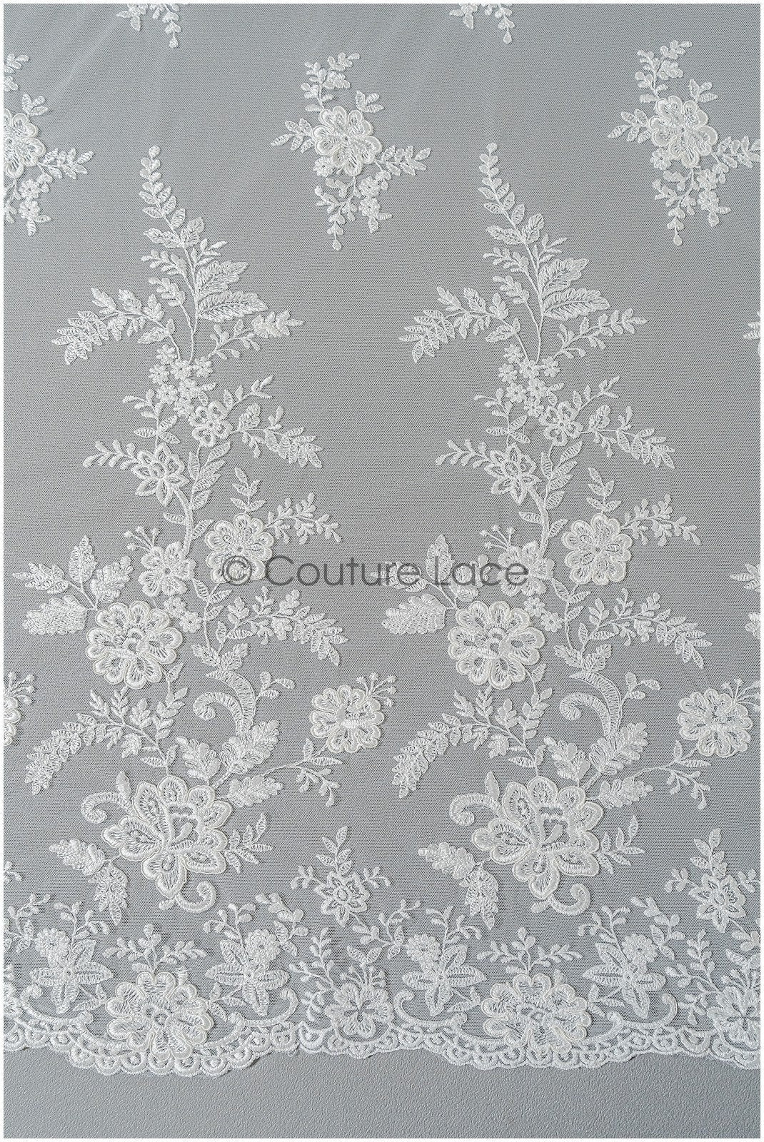 Romantischer floraler Spitzenstoff/ Braut Spitzenstoff mit Blumen/ Hochzeit Spitzenstoff// L22-208NB