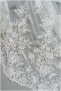 Romantischer floraler Spitzenstoff/ Braut Spitzenstoff mit Blumen/ Hochzeit Spitzenstoff// L22-208NB