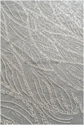 Perlengewellter Spitzenstoff Off-White/ Brautspitze mit Perlen/ Hochzeitskleid Spitze mit Perlen & Pailletten/ Braut Spitzenstoff// L22-279B