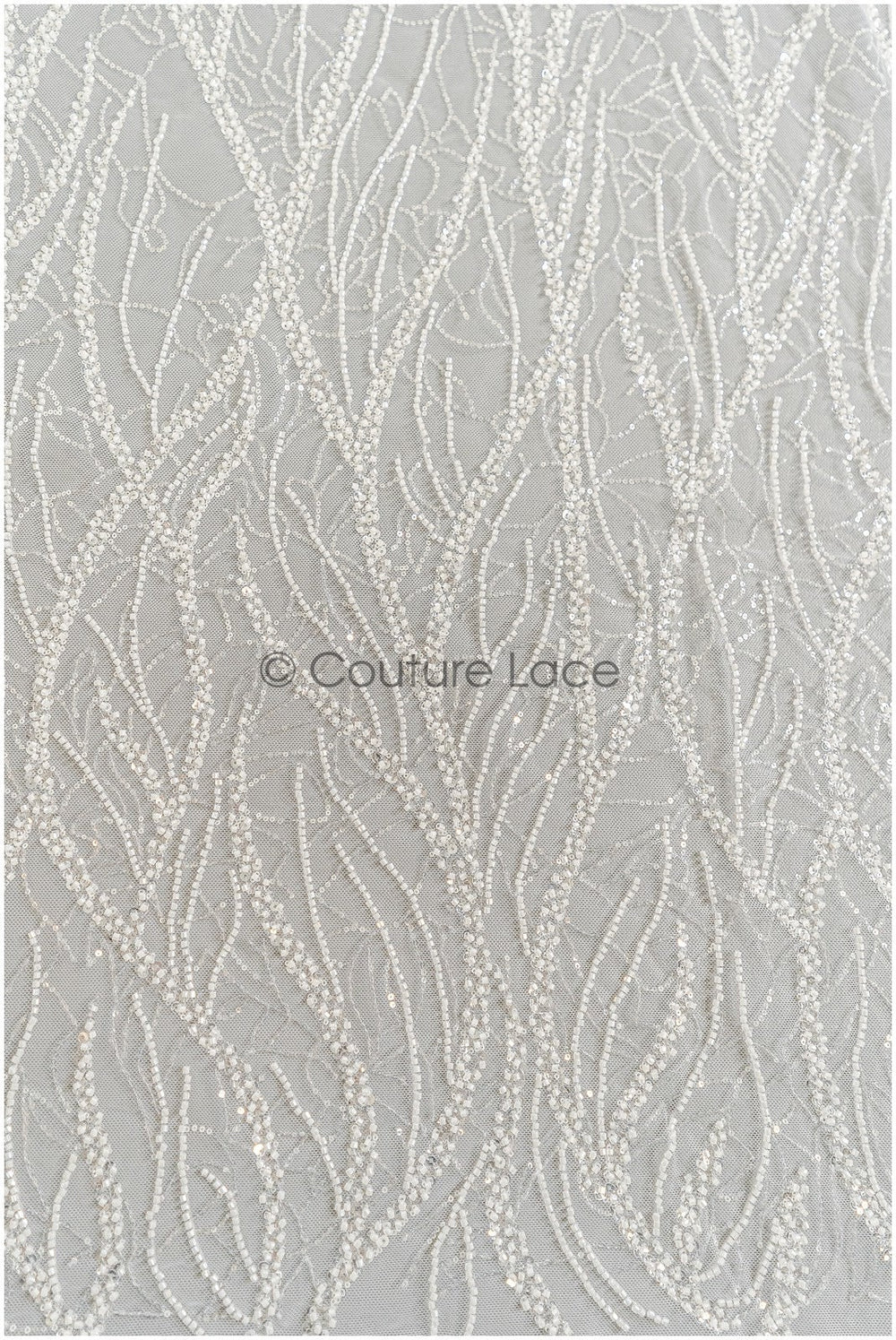 Perlengewellter Spitzenstoff Off-White/ Brautspitze mit Perlen/ Hochzeitskleid Spitze mit Perlen & Pailletten/ Braut Spitzenstoff// L22-279B