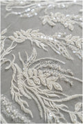 Perlen Spitzenstoff Off-White/ Brautspitze mit Perlen/ Hochzeitskleid Spitze/ Brautspitze// L22-280B