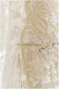 Romantischer floraler Spitzenstoff/ hochwertig bestickter Braut Spitzenstoff/ Off-White Spitzenstoff// L22-285B