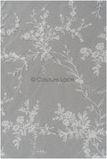 Romantischer Floraler Spitzenstoff/ Brautspitze Off-White/ Hochzeitskleid Spitze mit Blüten & Blättern// L21-417