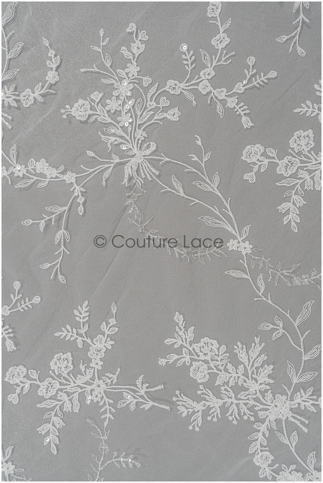 Romantischer Floraler Spitzenstoff/ Brautspitze Off-White/ Hochzeitskleid Spitze mit Blüten & Blättern// L21-417