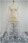 Romantischer floraler Spitzenstoff Off-White/ Brautspitze Stoff mit Blumen/ Hochzeitsspitze Stoff// L21-418