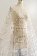 Romantischer floraler Spitzenstoff Off-White/ bestickter Braut Spitzenstoff/ florale Spitze/ Hochzeit Spitzenstoff// L22-286B