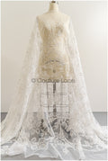 Romantischer floraler Spitzenstoff/ hochwertiger Brautspitzenstoff Off-White/ Hochzeit Spitzenstoff// L22-293B