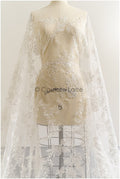 Romantischer floraler Spitzenstoff Off-White/ hochwertiger bestickter Braut Spitzenstoff/ Brautspitze Stoff// L22-295B