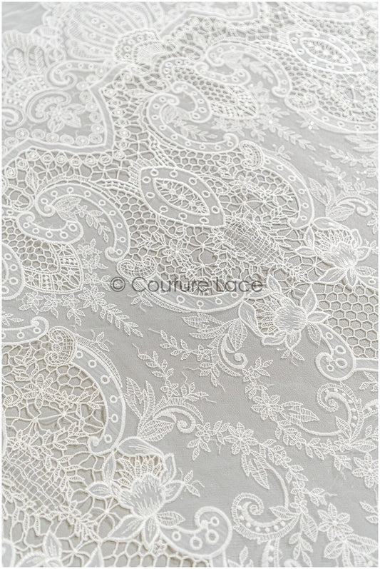 Braut Spitzenstoff Off-White/ Netzstoff/ französische Spitze/ Häkelspitze/ Brautspitze// L22-297B