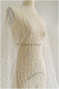 Perlen Spitzenstoff Off-White/ Brautspitze mit Perlen/ Hochzeitskleid Spitze mit Perlen & Pailletten/ Perlenspitze/ Französische Spitze// L22-301MB