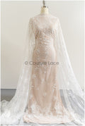 Romantischer Blumen Spitzenstoff/ bestickter Braut Spitzenstoff Off-White/ Spitzenstoff mit Blumen// L22-315