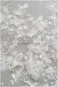 Wunderschöner 3D Blumen Spitzenstoff/ französischer Spitzenstoff Off-White/ romantischer floraler Spitzenstoff/ französische Brautspitze// L22-318B