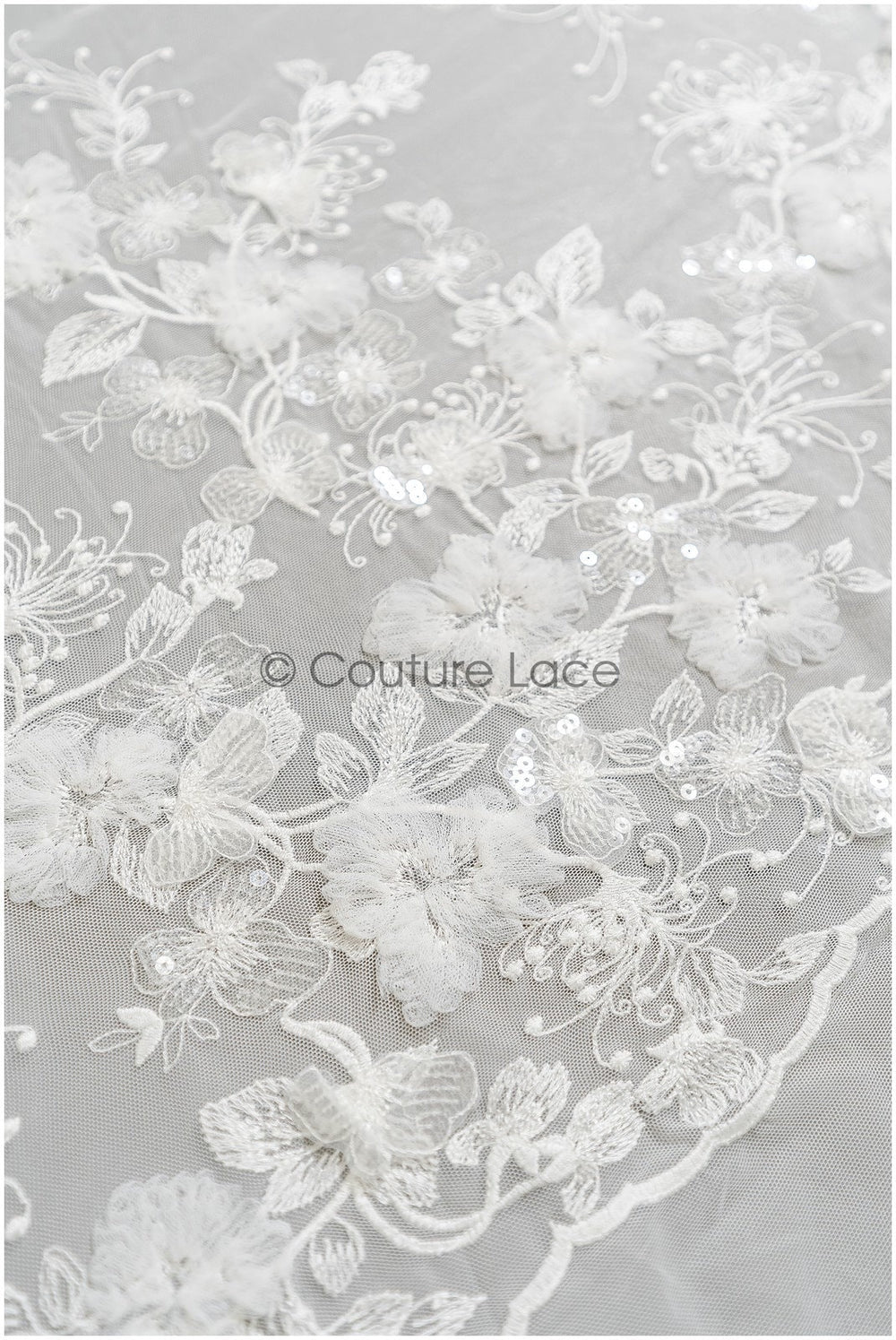 Wunderschöner 3D Blumen Spitzenstoff/ französischer Spitzenstoff Off-White/ romantischer floraler Spitzenstoff/ französische Brautspitze// L22-318B