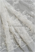 Wunderschöner 3D Blumen Spitzenstoff/ französischer Spitzenstoff Off-White/ romantischer floraler Spitzenstoff/ französische Brautspitze// L22-318B