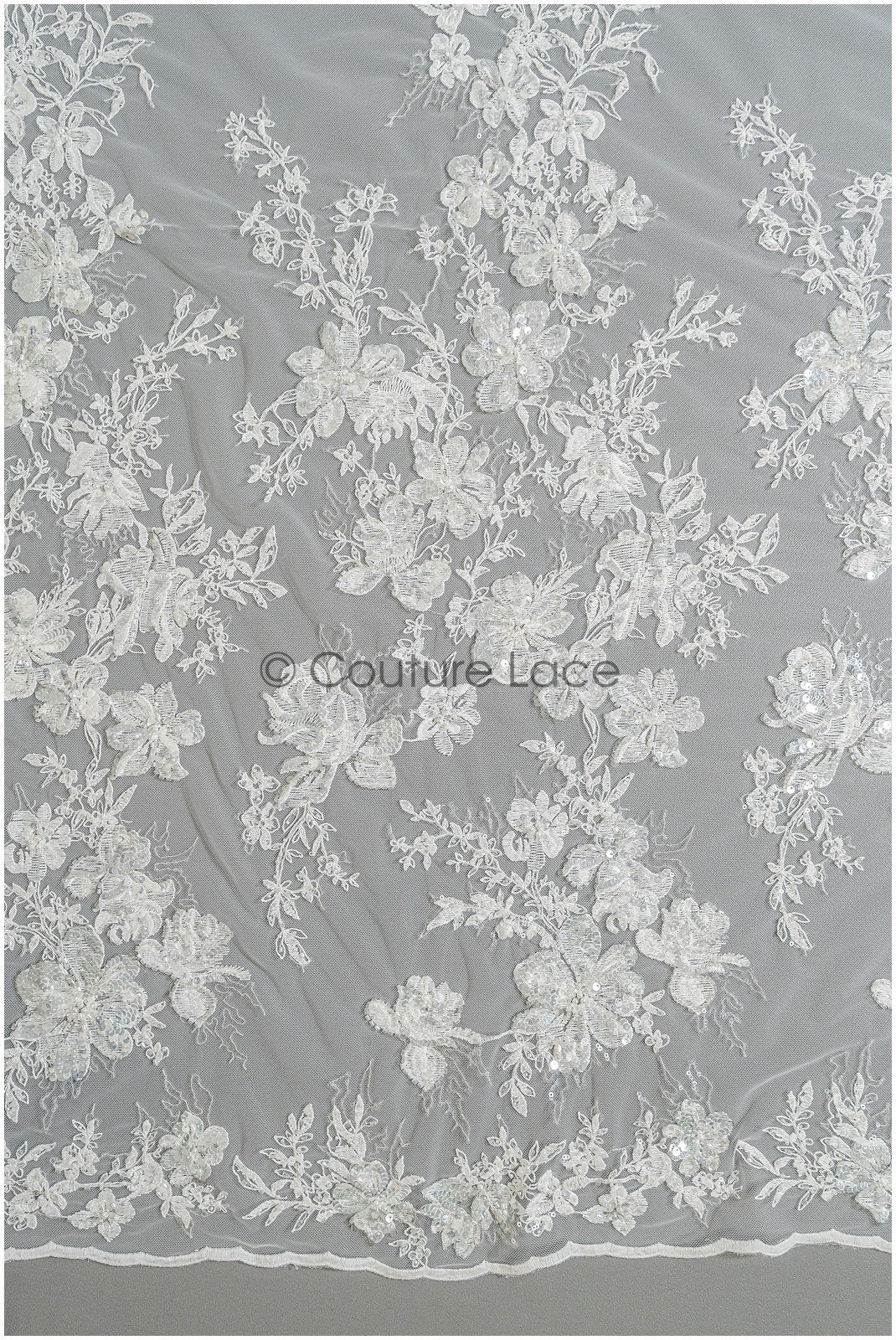 Perlen Spitzenstoff Off-White/ Perlen Brautkleid Spitze/ Couture Spitzenstoff/ Perlen Braut Spitze// L22-367B