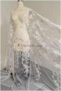 Perlen Spitzenstoff Off-White/ Perlen Brautkleid Spitze/ Couture Spitzenstoff/ Perlen Braut Spitze// L22-367B