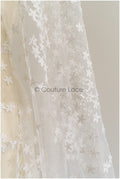 3D Blumen Spitze Stoff/ Exquisite Spitze Stoff für Hochzeitskleid/ Braut Blumenspitze/ Spitzenstoff Off-White//  L22-276B