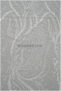 Schwerer Perlen Spitzenstoff mit Streifen/ Brautspitzenstoff Off-White/ Brautspitze mit Perlen & Pailletten/ perlengeflochtene Brautspitze// L21-181B