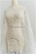 Pearl lace fabric/ Couture lace fabric/ Bridal lace fabric/ Pearl beaded lace// L21-194B