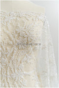 Perlen Spitzenstoff Off-white/ Couture Spitze Stoff/ Brautspitze Stoff mit Perlen/ Perlen Spitze// L21-193B