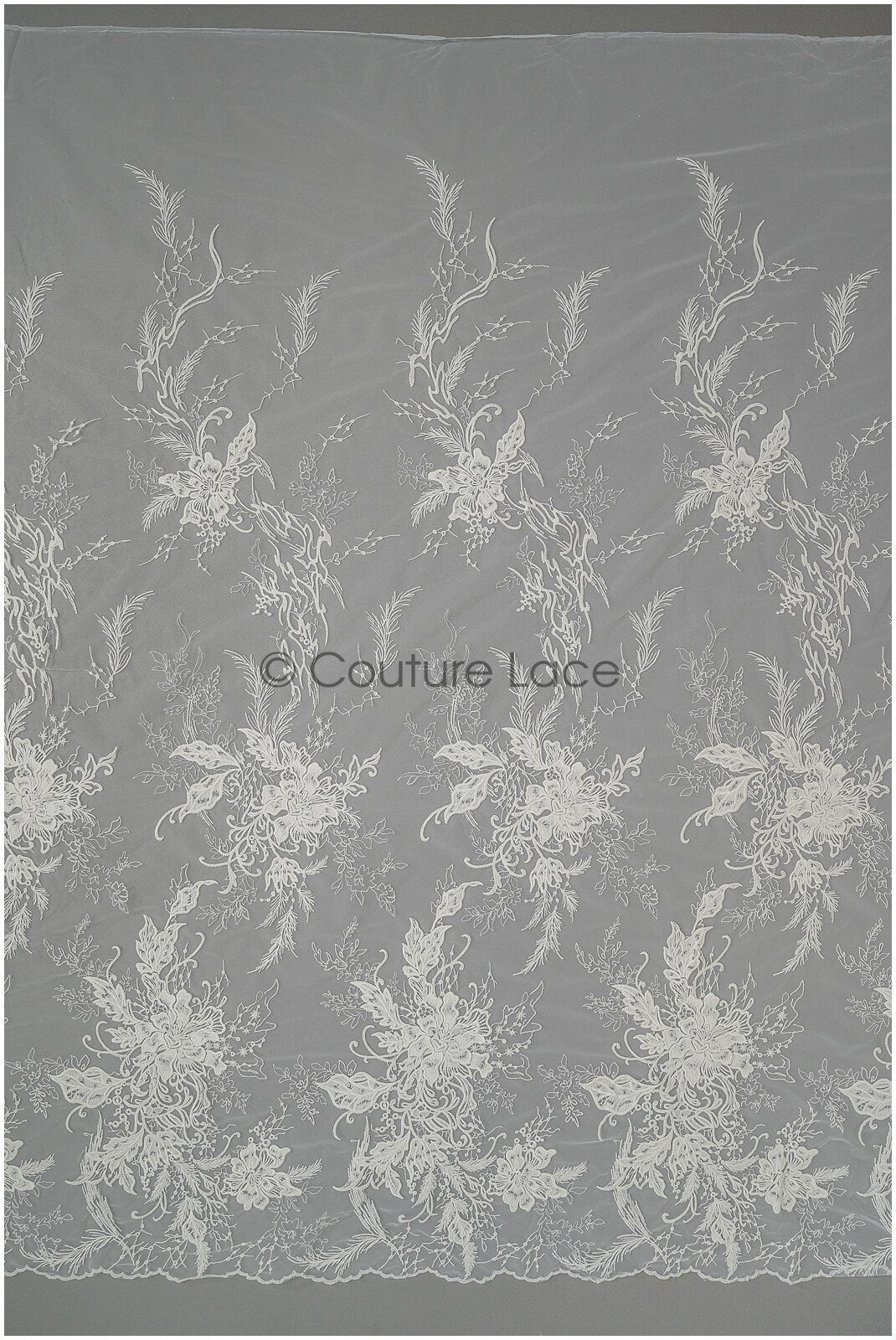 Romantischer floraler Spitzenstoff Off-White/ Braut Spitzenstoff mit Blumen/ romantischer Spitzenstoff// L21-123B