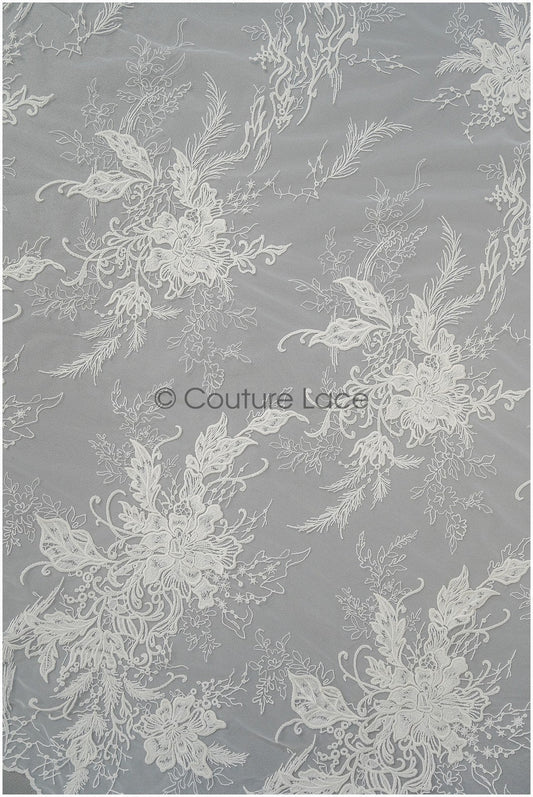 Romantischer floraler Spitzenstoff Off-White/ Braut Spitzenstoff mit Blumen/ romantischer Spitzenstoff// L21-123B