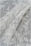 Romantischer floraler Spitzenstoff/ Braut Spitzenstoff Off-White/ Hochzeit Spitze mit Pailletten// L21-082B
