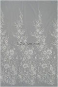 Romantischer floraler Spitzenstoff mit weicher Rayonstickerei/ Braut Spitzenstoff Off-White mit Pailletten// L21-083B
