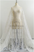 Romantische Braut Spitze Off-White/ Blumen Spitze/ Hochzeitskleid Spitenstoff/ Brautsptze// L21-085B