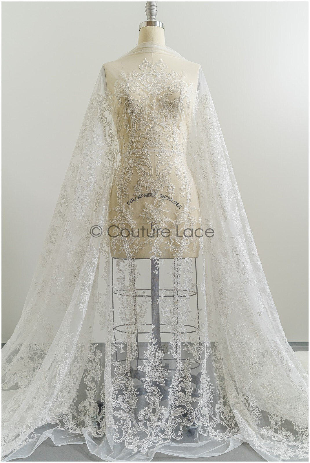 Romantische Braut Spitze Off-White/ Blumen Spitze/ Hochzeitskleid Spitenstoff/ Brautsptze// L21-085B