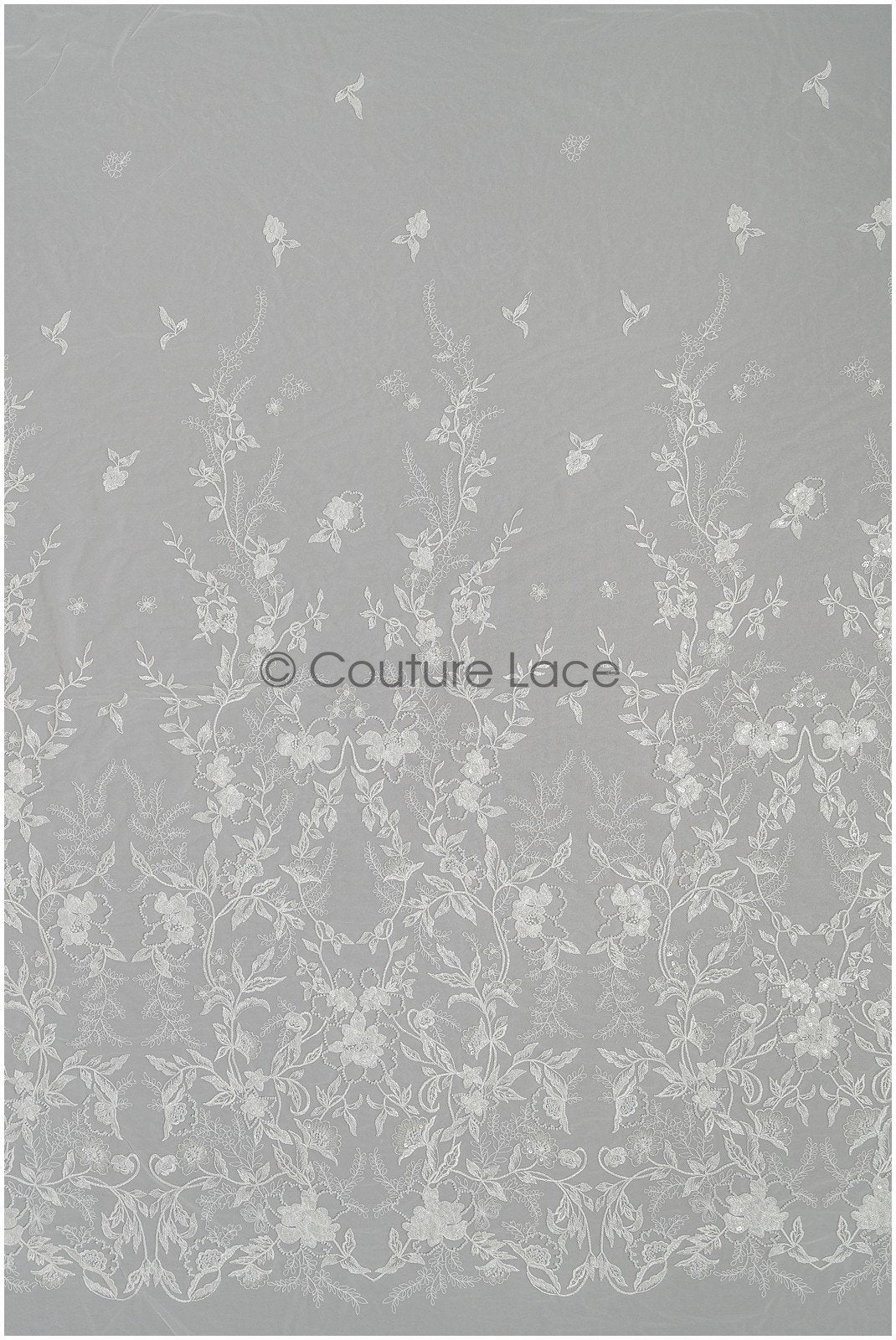 Weicher Perlen Spitzenstoff mit Blumen & Astmuster/ florale Brautspitze/ Couture Braut Spitzenstoff// L21-086B