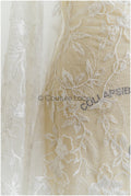 Weicher Perlen Spitzenstoff mit Blumen & Astmuster/ florale Brautspitze/ Couture Braut Spitzenstoff// L21-086B