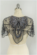 Black bridal cape/wedding cape/cover up/rhinestone bolero/pearl capelet/bridal bolero// E19-019BL