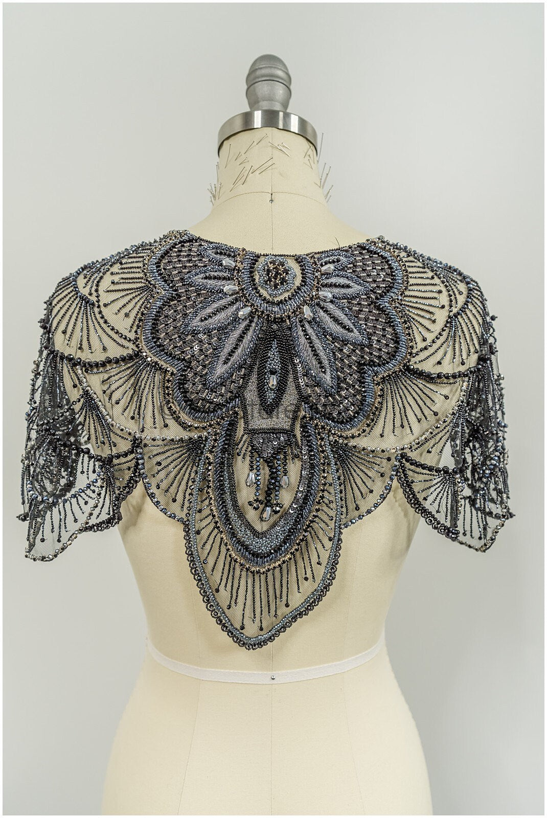 Black bridal cape/wedding cape/cover up/rhinestone bolero/pearl capelet/bridal bolero// E19-019BL
