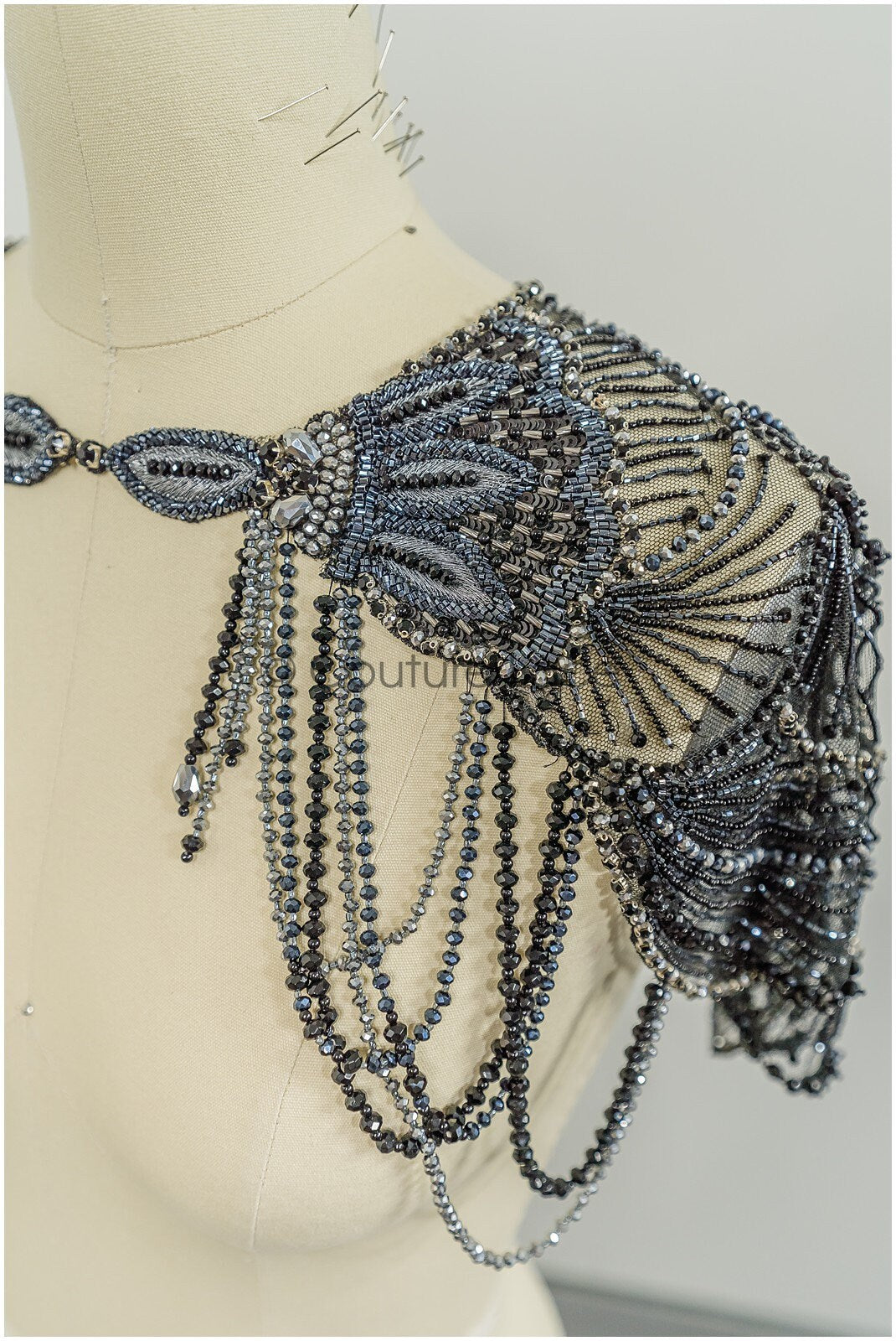Black bridal cape/wedding cape/cover up/rhinestone bolero/pearl capelet/bridal bolero// E19-019BL