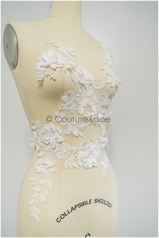3D Blumen Spitzen Applikation, 3D Blumen Applikation, Lace Blumen Applikation, Spitzen Applikation, 3D Hochzeitskleid Spitze Applikation, Braut Blumen Aufnäher// A21-251
