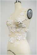 3D Blumen Spitzen Applikation, 3D Blumen Applikation, Lace Blumen Applikation, Spitzen Applikation, 3D Hochzeitskleid Spitze Applikation, Braut Blumen Aufnäher// A21-251