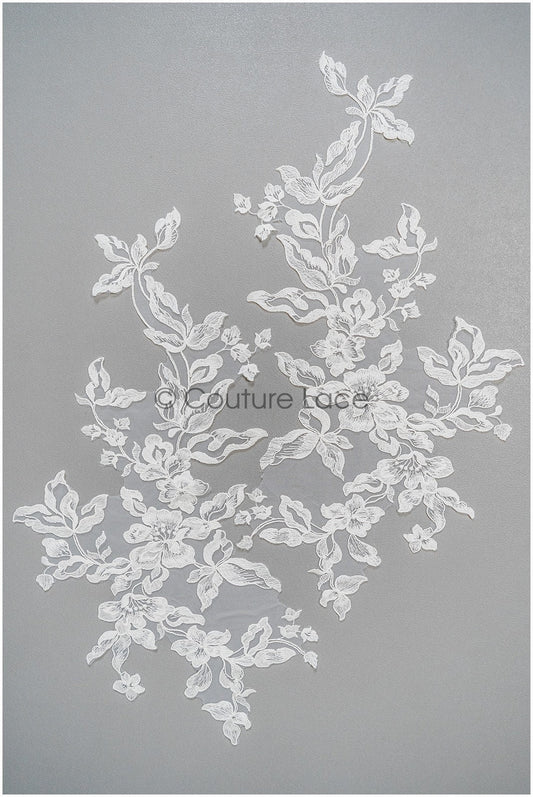 Kordelblumen-Spitzen-Aufnäher, Spitzenblumen-Applikation, Spitzenblumen-Aufnäher, Brautspitze-Blumen-Applikationen// A21-249