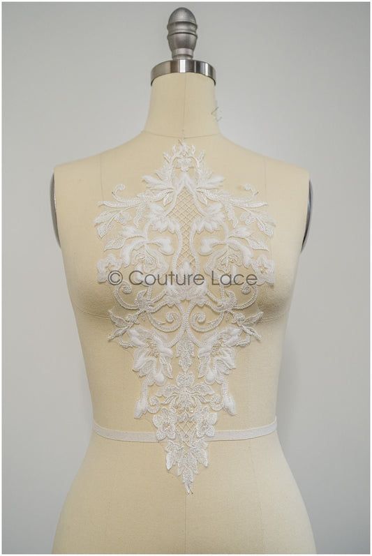 Floral lace applique for wedding dress, floral lace patch, embroidered lace applique, bridal applique// A21-229