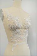 Perlen Applikation für Brautkleid, Blumenspitze Aufnäher, bestickte Spitzenapplikation, Brautapplikation// A21-227