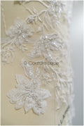 hand-embroidered floral lace applique for wedding dress, floral lace patch, embroidered lace applique, bridal applique // A21-226