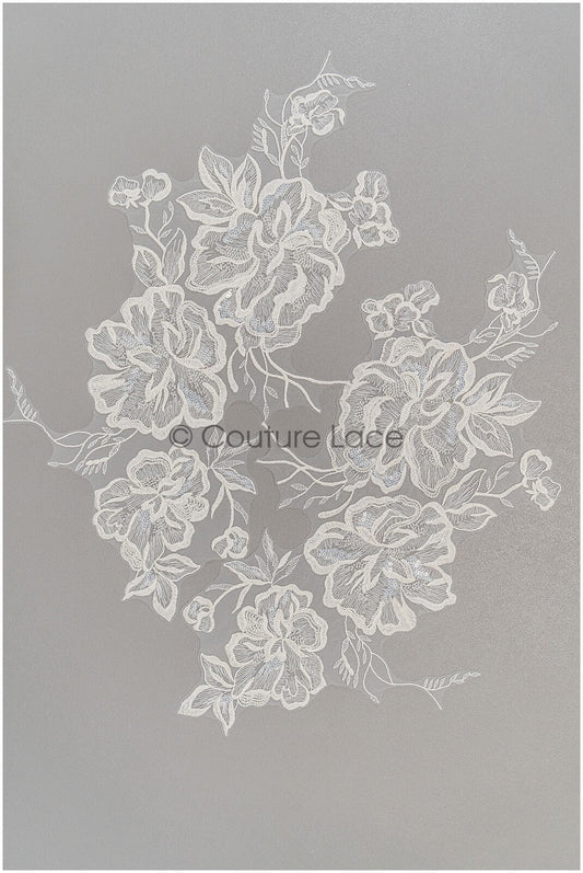 Perlen Applikation für Brautkleid, Blumenspitze Aufnäher, bestickte Spitzenapplikation, Brautapplikation// A21-224