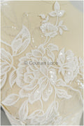Floral lace appliques for bridal dress, floral lace patches, embroidered lace appliques, corded lace appliques off-white// A21-220