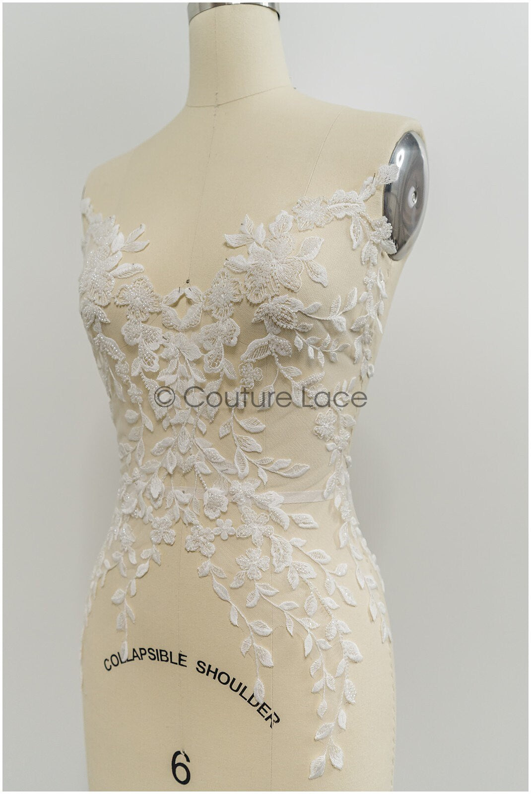 Perlen-Applikationen für Brautkleid, Blumen-Spitzen-Patches, bestickte Spitzenapplikationen, kordelierte Spitzenapplikationen off-white// A21-217