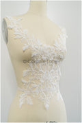 Perlen Applikation für Brautkleid, Blumenspitze Aufnäher, bestickte Spitzenapplikation, Brautapplikation// A21-197