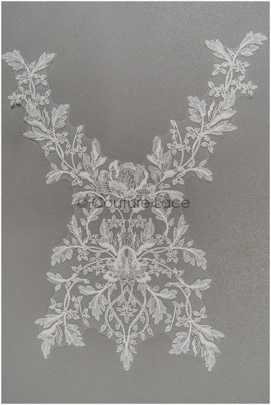Perlen Applikation für Brautkleid, Blumenspitze Aufnäher, bestickte Spitzenapplikation, Brautapplikation// A21-197