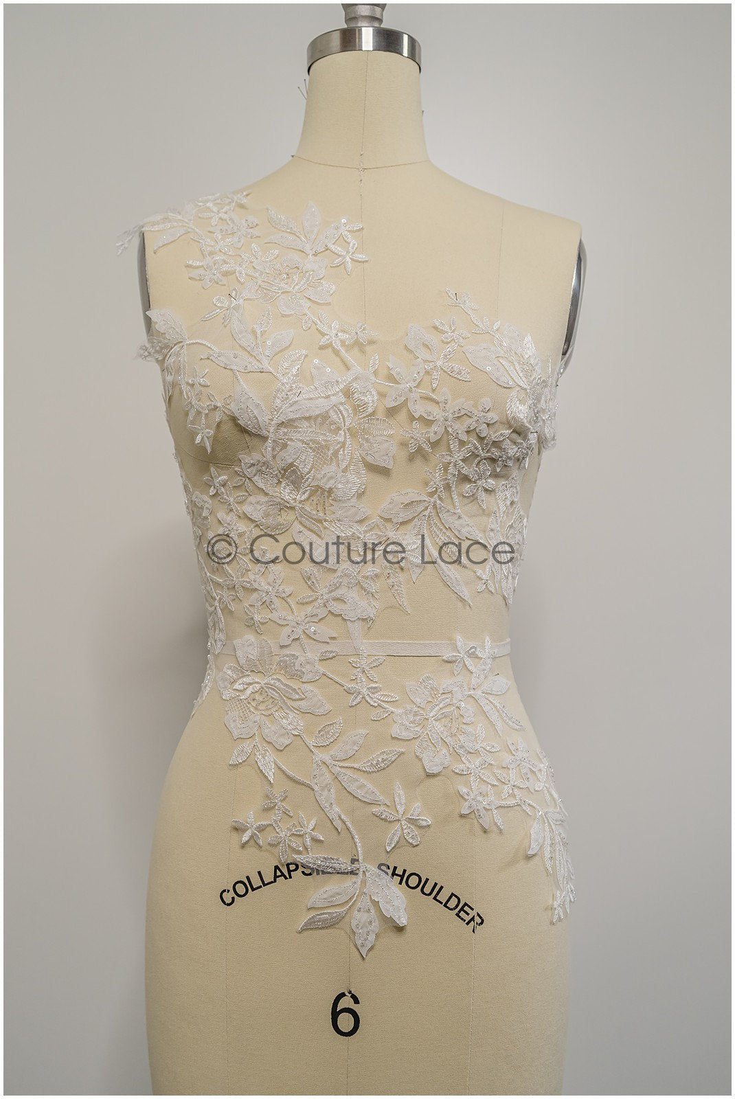 Perlen-Applikation für Brautkleid, Blumenspitze Aufnäher, bestickte Spitzenapplikation, Brautapplikation// A21-201