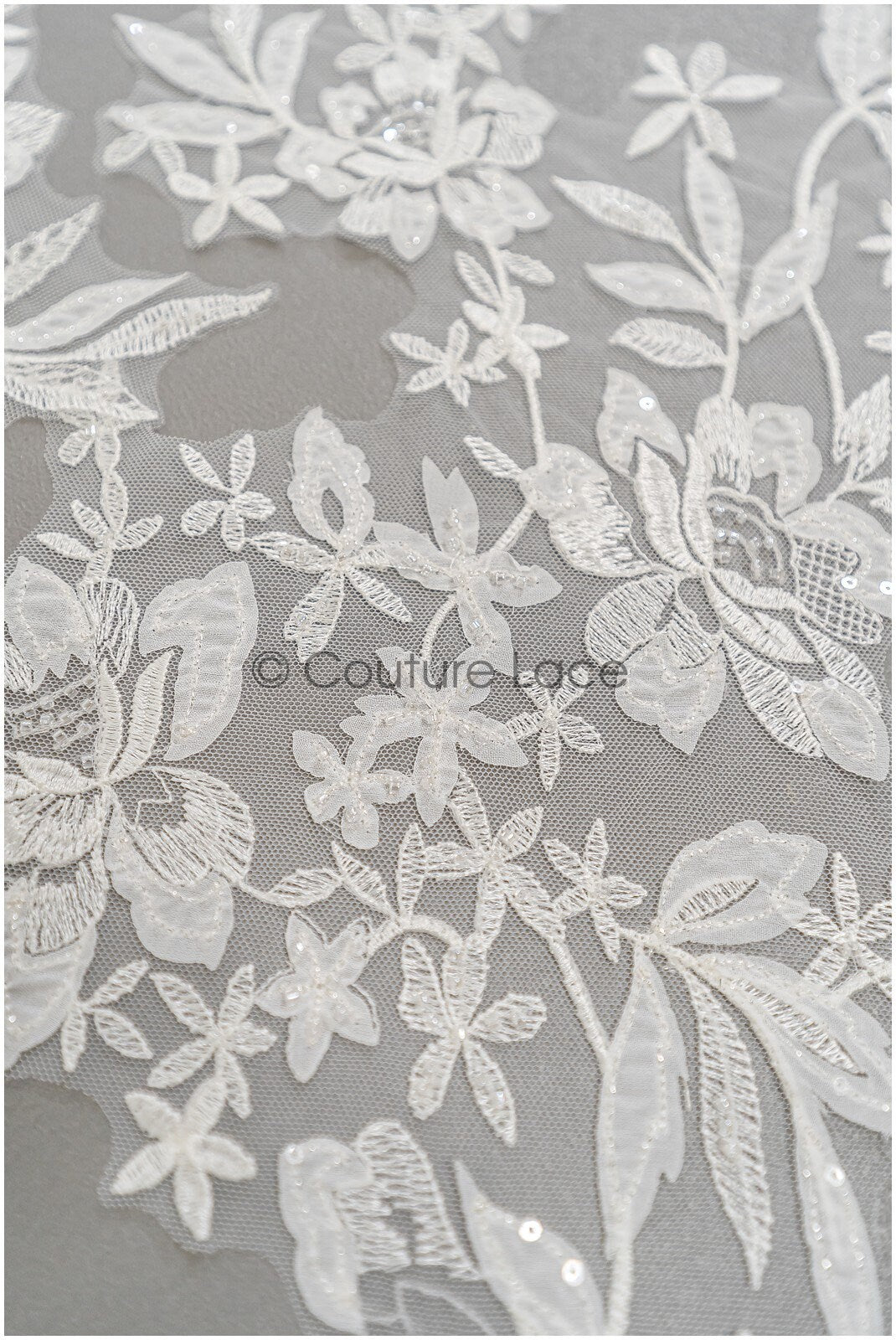 Perlen-Applikation für Brautkleid, Blumenspitze Aufnäher, bestickte Spitzenapplikation, Brautapplikation// A21-201